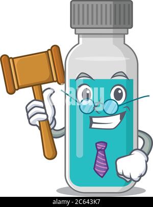 A judicious judge of medical test bottle caricature concept wearing glasses Stock Vector