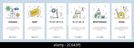 Personal hygiene website and mobile app onboarding screens vector template Stock Vector