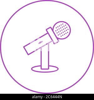 Unique Mic ON Stand Vector Line Icon Stock Vector