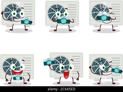 Photographer profession emoticon with air conditioner cartoon character Stock Vector