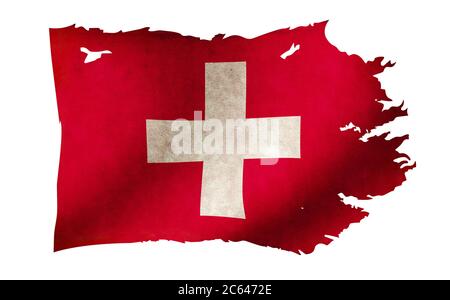 Dirty and torn country flag illustration / Switzerland Stock Photo