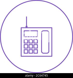 Unique Wireless Landline Phone  Vector Line Icon Stock Vector