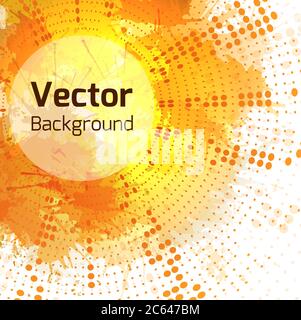 Vector autumn background with halftone pattern, watercolor splashes and place for text. Element for brochures, cards, web elements and your design Stock Vector