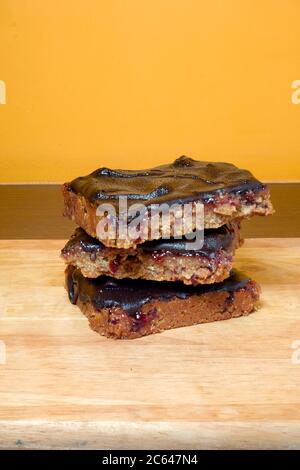 HEALTHY RASBERRY JAM CHOCOLATE DESSERT BARS Stock Photo