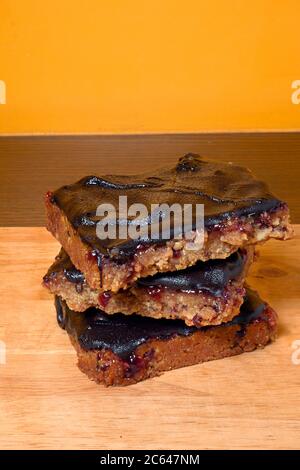 HEALTHY RASBERRY JAM CHOCOLATE DESSERT BARS Stock Photo