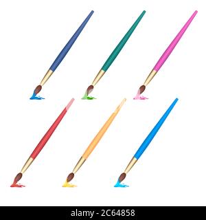 Set of brushes with paint. Vector element for your creativity Stock Vector
