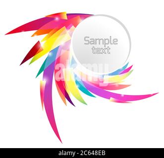 Template Round frame with abstract rainbow colored petals. Vector element for your design Stock Vector