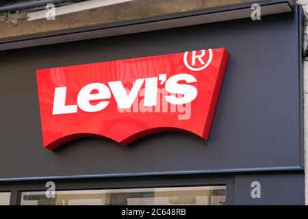 Bordeaux , Aquitaine / France - 07 05 2020 : levis Sign and Logo text for  shop of Levi's fashion Jeans Stock Photo - Alamy