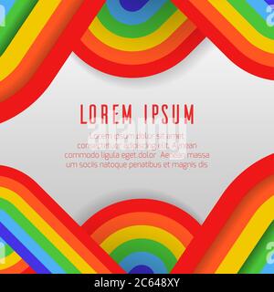 Template for presentations slide with rainbow and place for text. Element for covers and your design Stock Vector