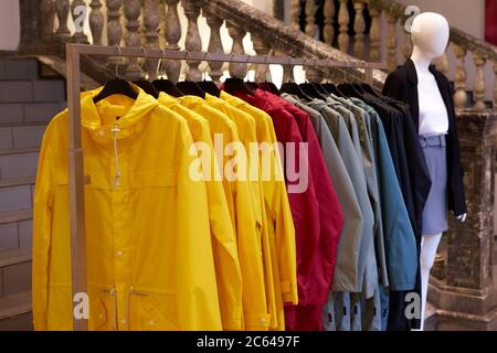 bright colored raincoats