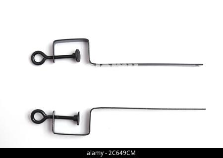 Portrait of Table Tennis Net Clamps. Isolated on white background. Stock Photo