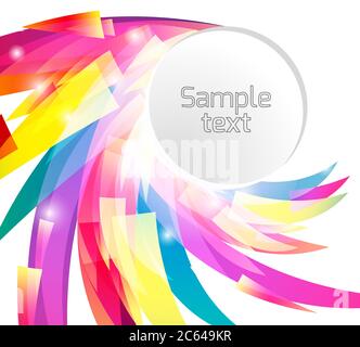 Template Round frame with abstract rainbow colored petals. Vector element for your design Stock Vector