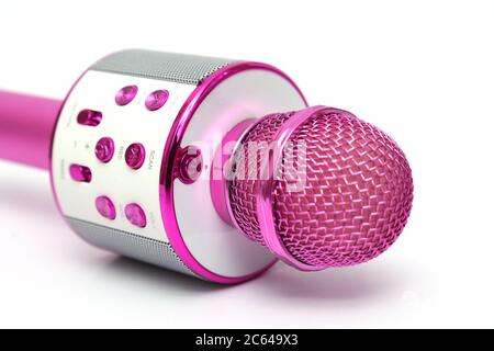 Portrait of Wireless Microphone For Handheld. Isolated on white background. Stock Photo