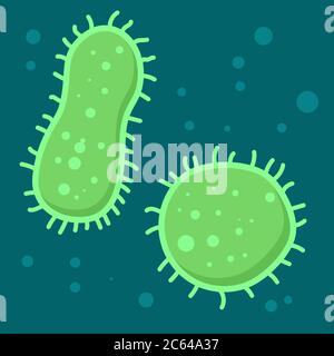 Medical illustration of bacterias in flat style. Microbiology. Design element for poster, infographic, banner, card, flyer, brochure. Vector illustrat Stock Vector