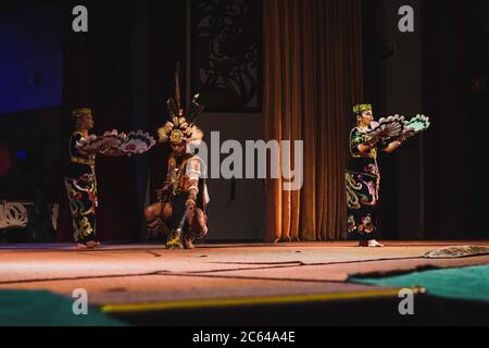 The Sarawakian Traditional Dance by Orang Ulu, one of the local ethnic in Sarawak Stock Photo