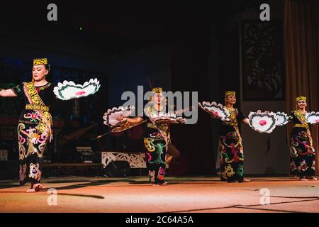 The Sarawakian Traditional Dance by Orang Ulu, one of the local ethnic in Sarawak Stock Photo