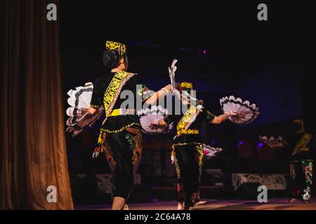 The Sarawakian Traditional Dance by Orang Ulu, one of the local ethnic in Sarawak Stock Photo