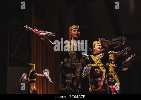 The Sarawakian Traditional Dance by Orang Ulu, one of the local ethnic in Sarawak Stock Photo