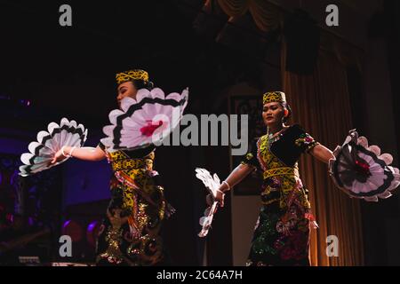 The Sarawakian Traditional Dance by Orang Ulu, one of the local ethnic in Sarawak Stock Photo