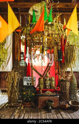 Melanau Ritual The interior of traditional Melanau People house, one of the ethnic in ...