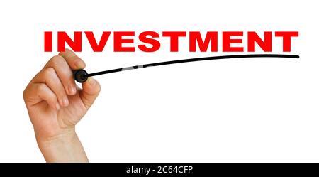 Hand underlining investment with red marker Stock Photo