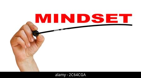 Hand underlining mindset with red marker Stock Photo