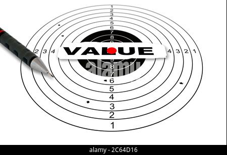 Shooting target with word value made in 2d software Stock Photo