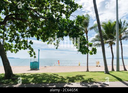 Swimming enclosure to protect from marine stingers on the beach at Townsville, Qld, Australia Stock Photo