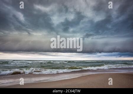 Shelf cloud over the Baltic sea, storm coming Stock Photo