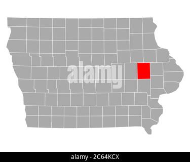 Map of Linn in Iowa Stock Photo