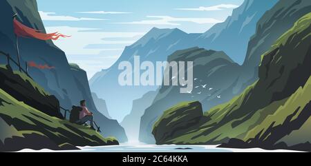Unbelievable mountain landscape. Stock Vector