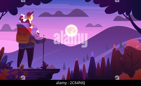 A Man and a cat are travelling. Stock Vector