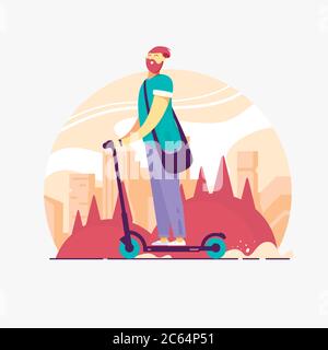 Scooter-Sharing System. Stock Vector