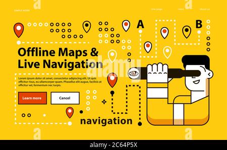 Offline Maps. Live Navigation. Stock Vector