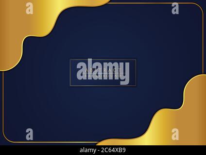 Fluid curve shape luxury design gold metallic color overlap layer. vector illustration. Stock Vector