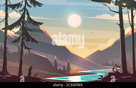 Unbelievable mountain landscape. Stock Vector