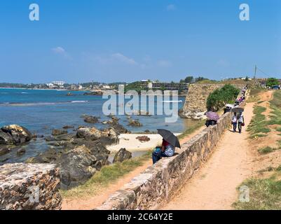 dh Colonial Dutch forts ramparts GALLE FORT SRI LANKA Sri Lankan courting couples walking Fortress wall of rampart people couple Stock Photo