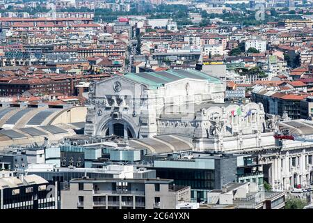 Italy, Lombardy, Milan, cityscape with Central Train Station Stock Photo