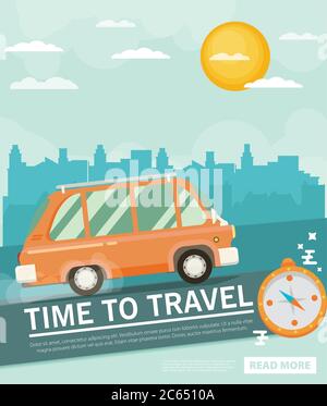 Vacation travelling concept. Flat design illustration Stock Vector