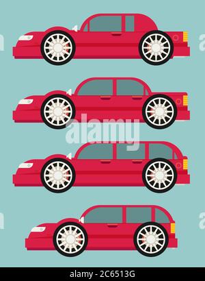 set of cars, vector flat style Stock Vector