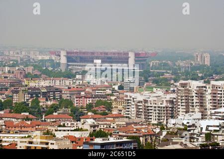 Italy, Lombardy, Milan, cityscape with San Siro stadium Stock Photo