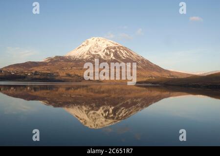 Mount Errigal reflecting in a lake, Wild Atlantic Way, Donegal, Ireland