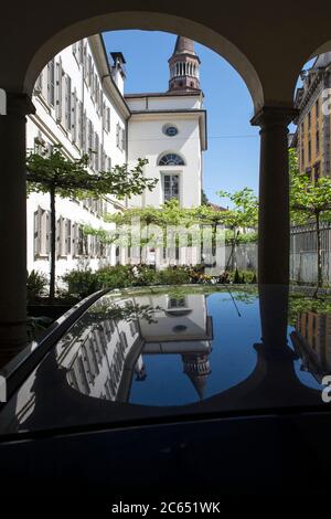 Italy, Lombardy, Milan, Palazzo Reale Garden Stock Photo