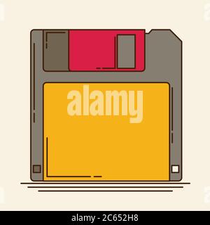 Magnetic floppy disc. Flat icon Stock Vector