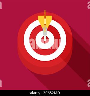 Target Concept Icon. Flat Vector Icon With Long Shadow Design Collection. Stock Vector
