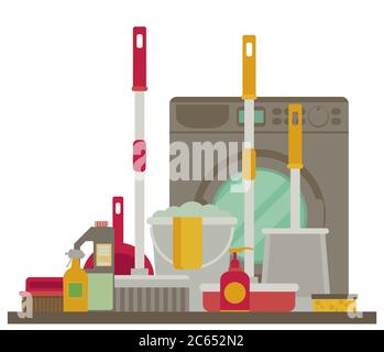 Cleaning set, isolate, flat design Stock Vector