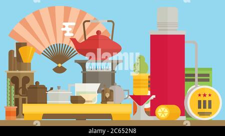 Tea ceremony flat vector Stock Vector