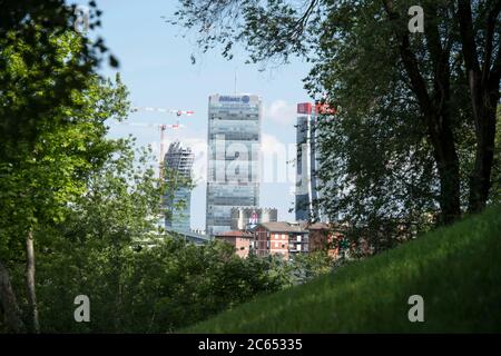 Italy, Lombardy, Milan, cityscape from Monte Stella Stock Photo