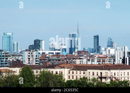 Italy, Lombardy, Milan, cityscape from Monte Stella Stock Photo