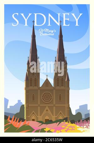 Quality vector poster. St. Mary s Cathedral. Stock Vector